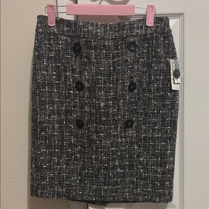 Bar III Black and White Tweed Pencil Skirt